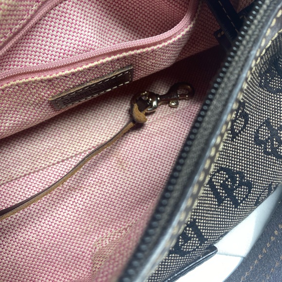 Vintage Dooney & Bourke Brown Monogram Canvas Shoulder Bag Leather - Picture 9 of 14